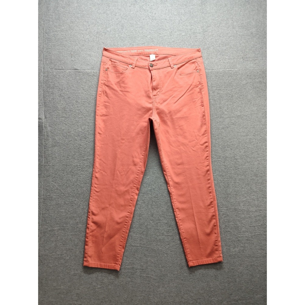 Westport Women Pants‎ 16W Coral Signature Fit Ankle High Rise Stretch 5 Pocket